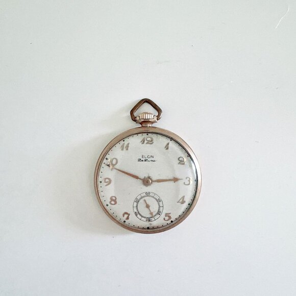 VINTAGE ELGIN DELUXE POCKET WATCH 10K GOLD FILLED - Picture 2 of 9